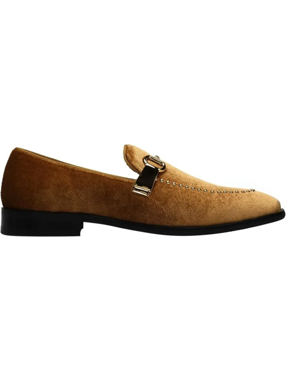 Men's Gold Velvet Patent Leather Studded Loafers Wedding Prom Party Shoes
